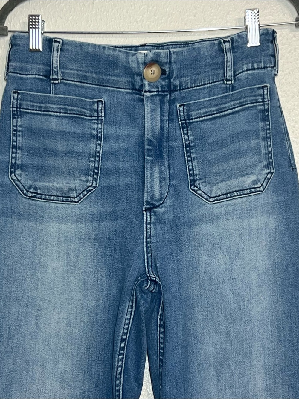 Anthropologie Maeve The Colette Cropped Wide-Leg Jeans Blue Denim Size 27 - Picture 2 of 13